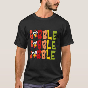 Cute Gobble Gobble Turkey Pilgrim Little Boys Than T-Shirt