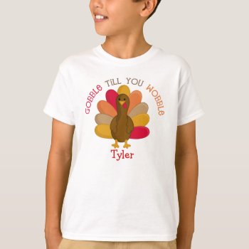 Cute Gobble Till You Wobble Thanksgiving Day Shirt by brookechanel at Zazzle