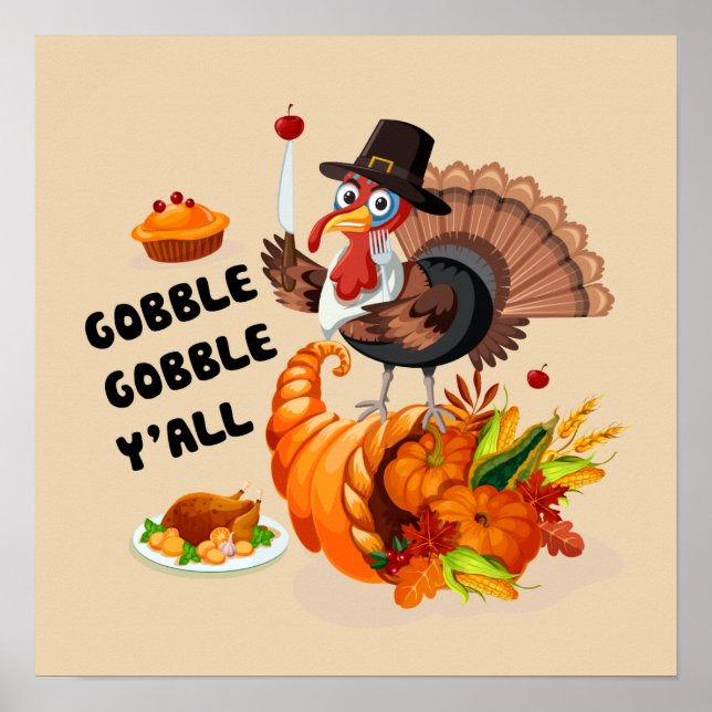 cute gobble turkey poster (Front)