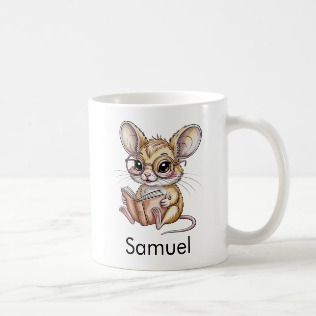 Cute Gobi Jerboa Reading a Book Custom Coffee Mug (Right)