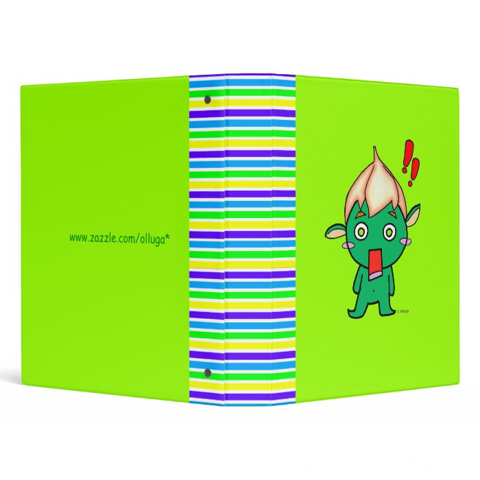 Cute goblin with a flower on his head 3 ring binders