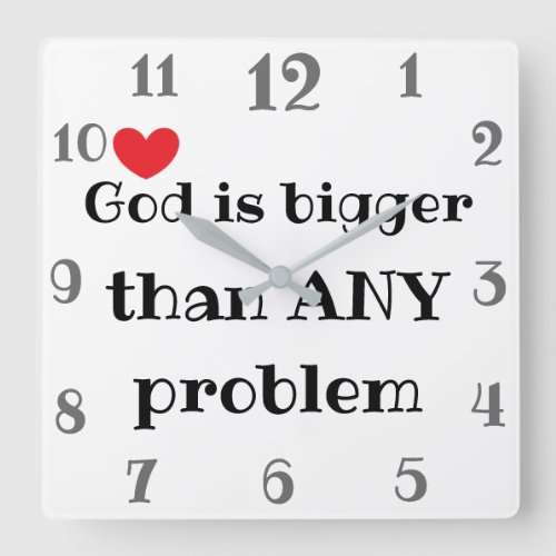 Cute God Quote Print White Square Wall Clock