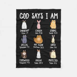 Cute God Says I Am Cat Lover Christian Faith Bible Fleece Blanket