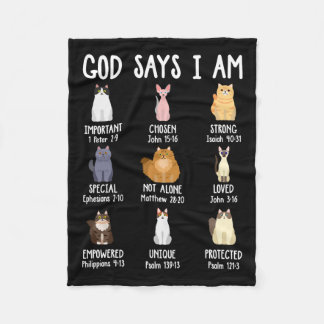 Cute God Says I Am Cat Lover Christian Faith Bible Fleece Blanket