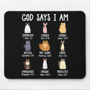 Cute God Says I Am Cat Lover Christian Faith Bible Mouse Pad
