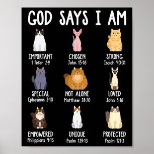 Cute God Says I Am Cat Lover Christian Faith Bible Poster