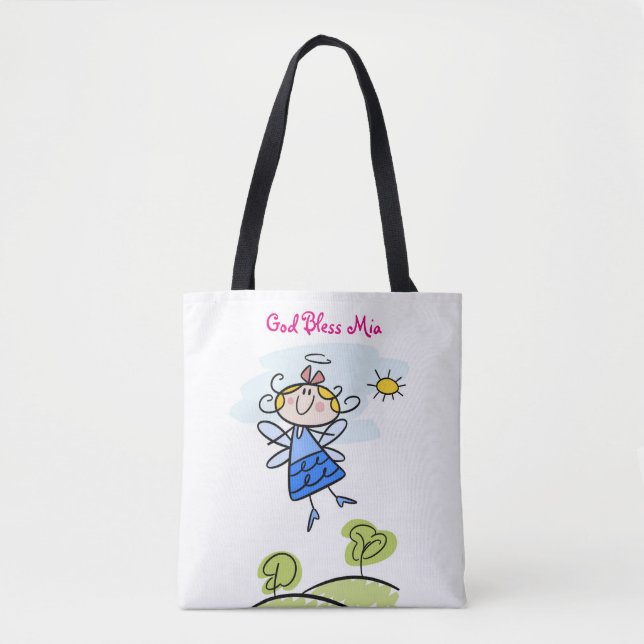 Cute Goddaughter Angel Personalized Tote Bag (Front)