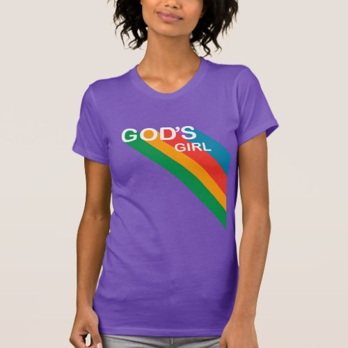 Cute Gods Girl Rainbow Inspirational Christian T_Shirt