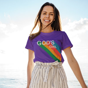 Cute God's Girl Rainbow Inspirational Christian T-Shirt