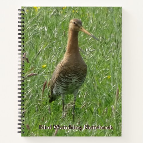 Cute Godwit in Grass Cust Bird Watching Notebook