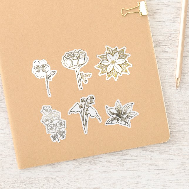 Cute Gold Abstract Flowers Part2 Sticker (Notebook)
