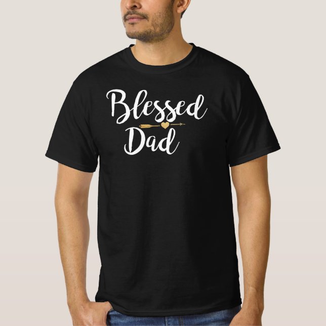 Cute Gold Arrow Blessed Dad Thanksgiving T-Shirt (Front)