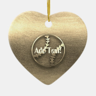 Cute Gold Baseball Sport Fan Add Text Ornament