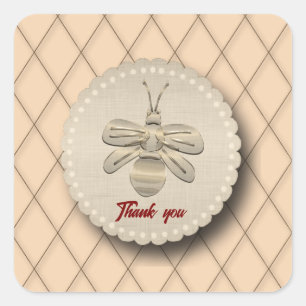 Cute Gold Bee Gift Square Sticker