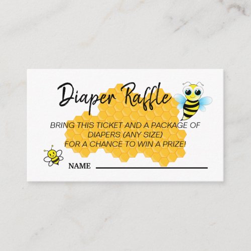 Cute Gold Bee Hive Baby Shower Diaper Raffle Game Enclosure Card