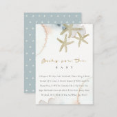 Cute Gold Blue Starfish Display Shower Baby Shower Enclosure Card (Front/Back)
