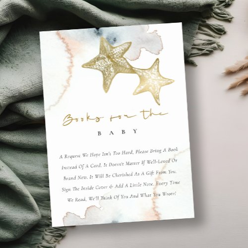 Cute Gold Blue Starfish Display Shower Baby Shower Enclosure Card