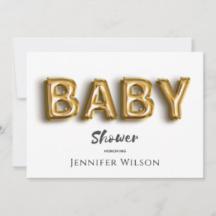 cute gold bubble balloon fun baby shower save the date