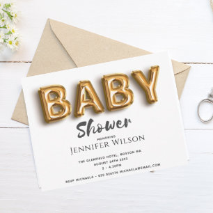 cute gold bubble balloon fun baby shower save the  date