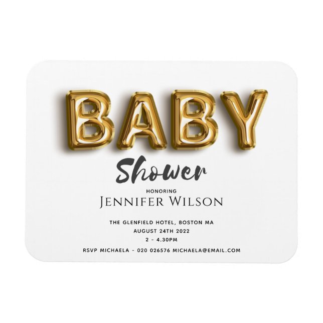 cute gold bubble balloon fun baby shower save the  magnet (Horizontal)