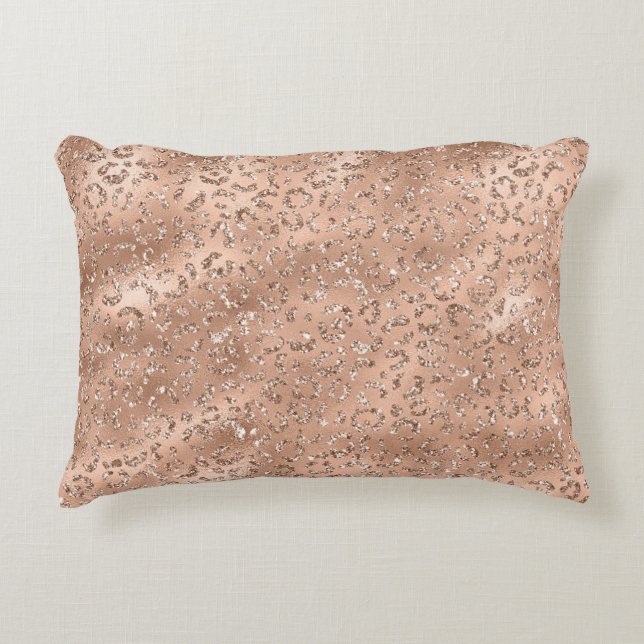Cute Gold Cheetah Leopard Skin Print Pattern Accent Pillow (Front)