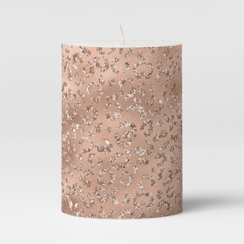 Cute Gold Cheetah Leopard Skin Print Pattern Pillar Candle