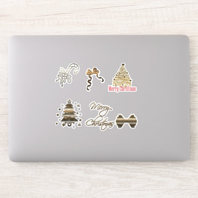 Cute Gold Christmas Sticker (Computer)