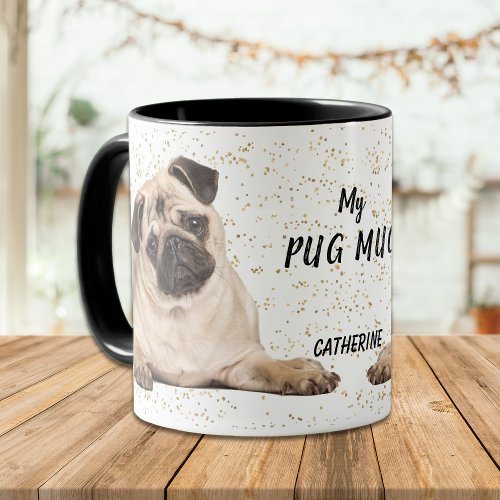 Cute Gold Confetti My Pug Mug