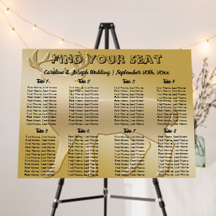 Cute Gold Deer 8 tables Seating Chart Wedding Foam Board