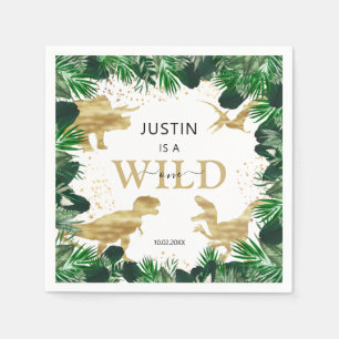 Cute Gold Dinosaur Kids Birthday Dino Trex Napkins