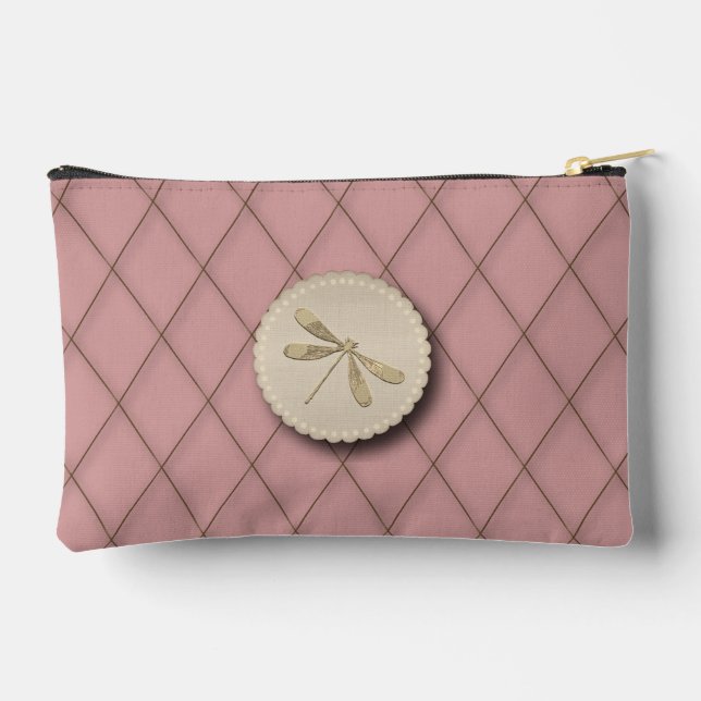 Cute Gold Dragonfly Accessory Pouch (Back)