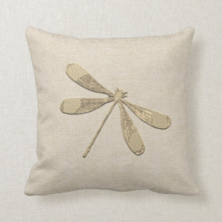 Cute Gold Dragonfly Monogrammed Throw Pillow