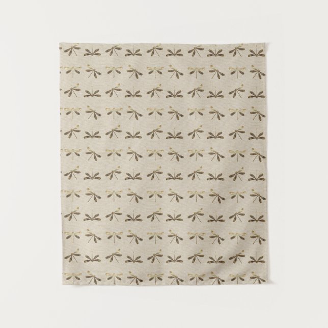Cute Gold Dragonfly Pattern Tapestry (Front)