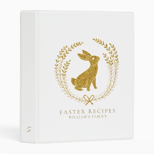 Cute Gold Easter Bunny  Wreath Mini Binder