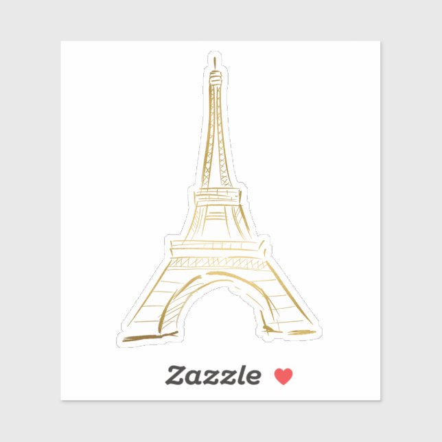 Cute Gold Eiffel Tower Custom-Cut Vinyl Sticker (Sheet)