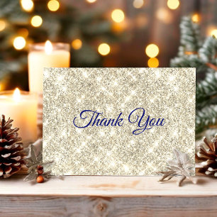 Cute gold faux glitter thank you card