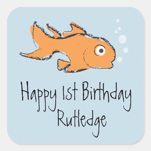 Cute Gold Fish Square Sticker (Front)