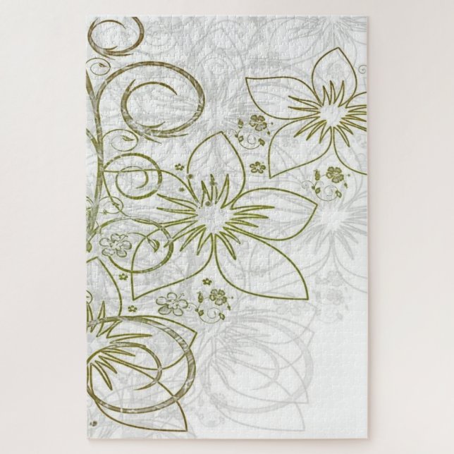 Cute Gold Floral Flowers Puzzles  (Vertical)