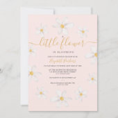 Cute gold flower daisy watercolor baby shower invitation (Front)