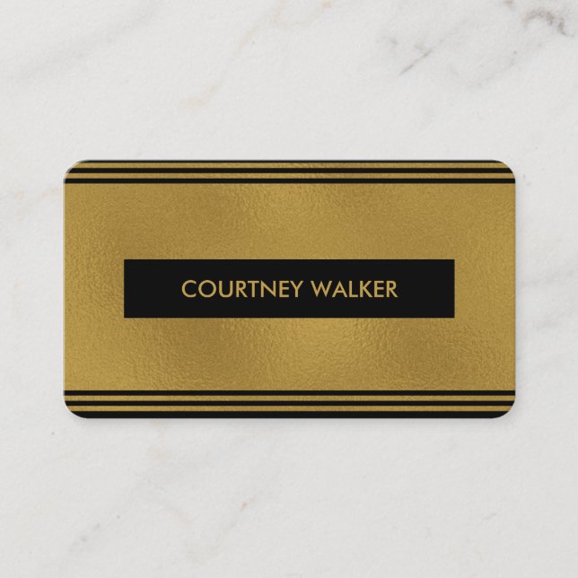 Cute gold foil & black nameplate business cards (Front)