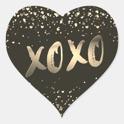 Cute Gold Foil Love XOXO Heart Confetti Modern Heart Sticker