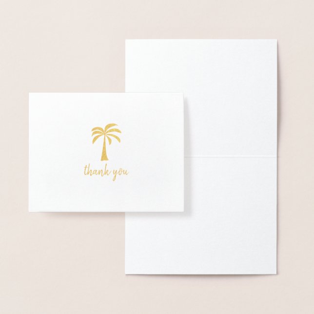 Cute Gold Foil Palm Tree Thank You Card (Display)