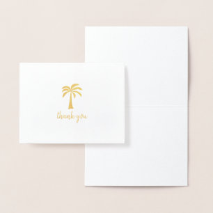 Cute Gold Foil Palm Tree Thank You Foil Card
