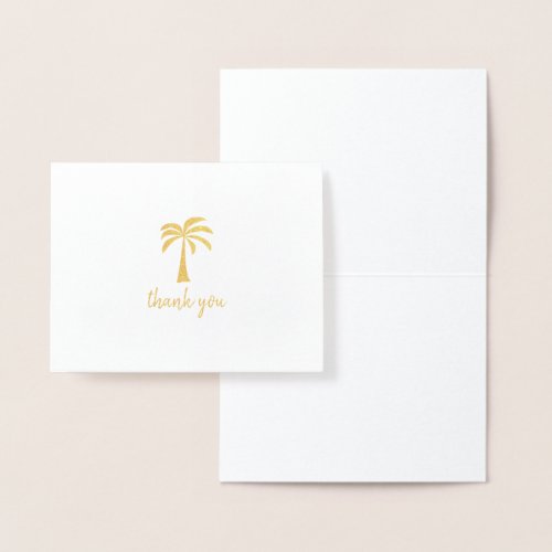 Cute Gold Foil Palm Tree Thank You Foil Card
