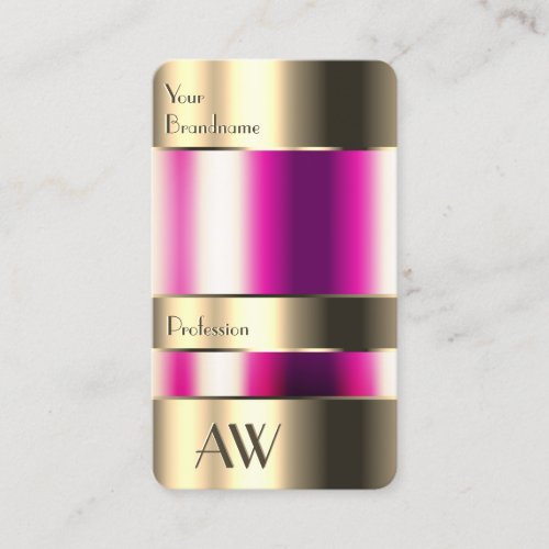 Cute Gold Glass Can Girly Pink Fluids and Monogram Business Card