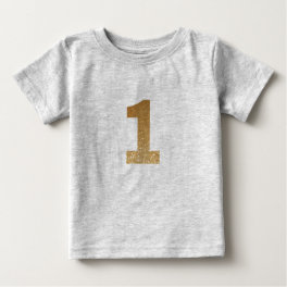 Cute Gold Glitter 1st Birthday  Baby T-Shirt