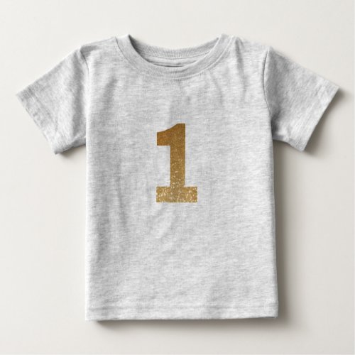 Cute Gold Glitter 1st Birthday  Baby T_Shirt