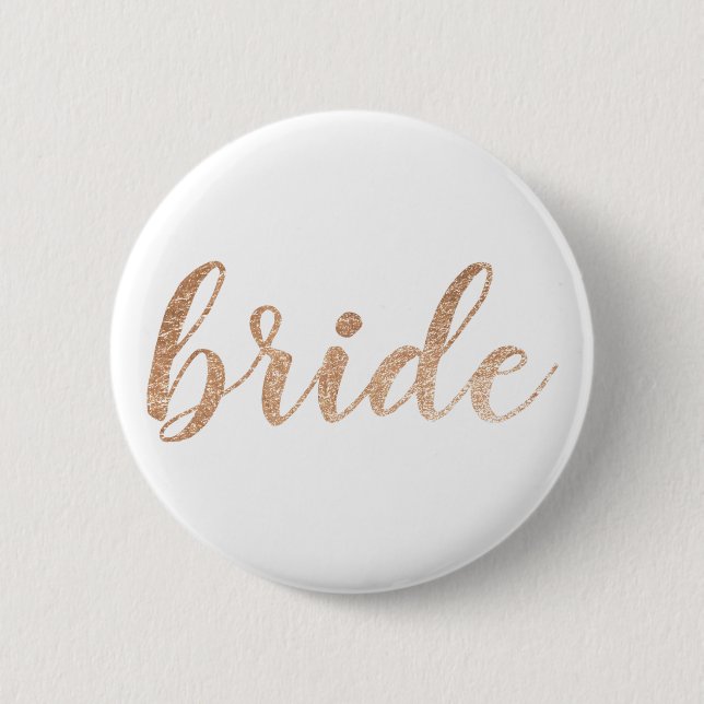 Cute Gold Glitter Bride Badge Button (Front)