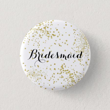 Cute Gold Glitter Bridesmaid Button
