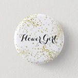 Cute Gold Glitter Flower Girl Button at Zazzle